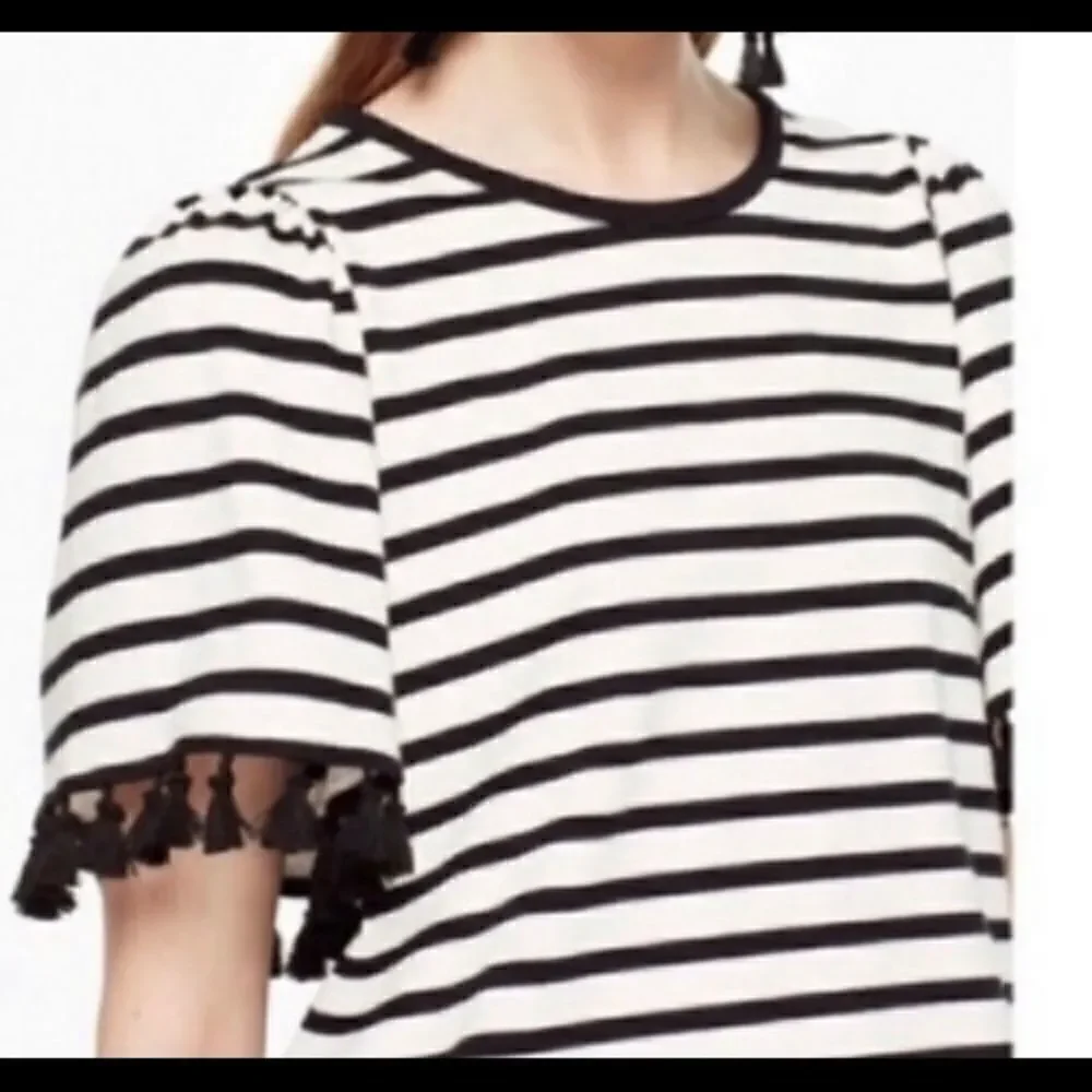 Kate Spade White Striped Crew Neck T-Shirt